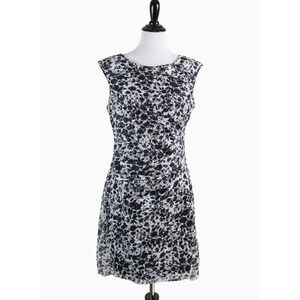 Eliza J Size 12 Lace Appliqué Sheath Dress Sequin Black White